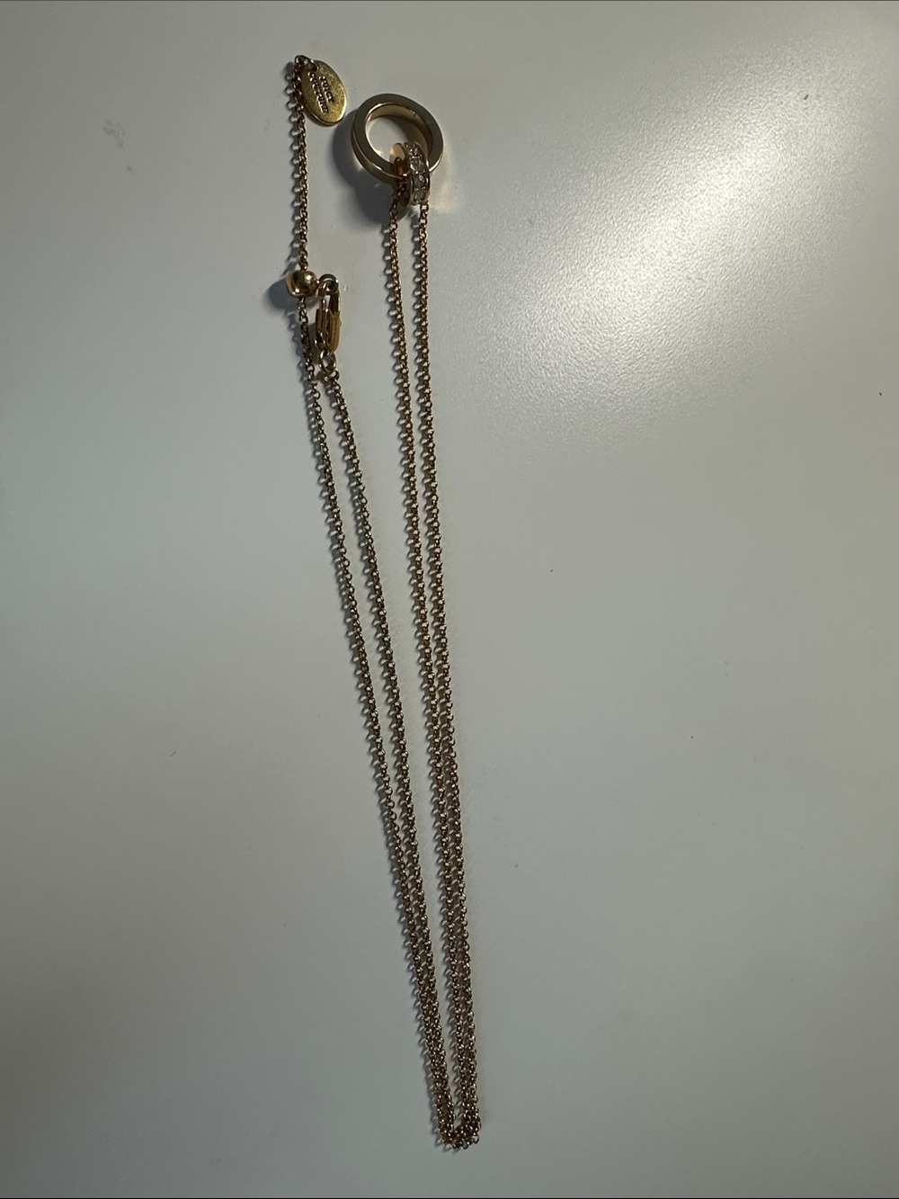 Juicy Couture Gold adjustable Chain Necklace with Ring Accent
